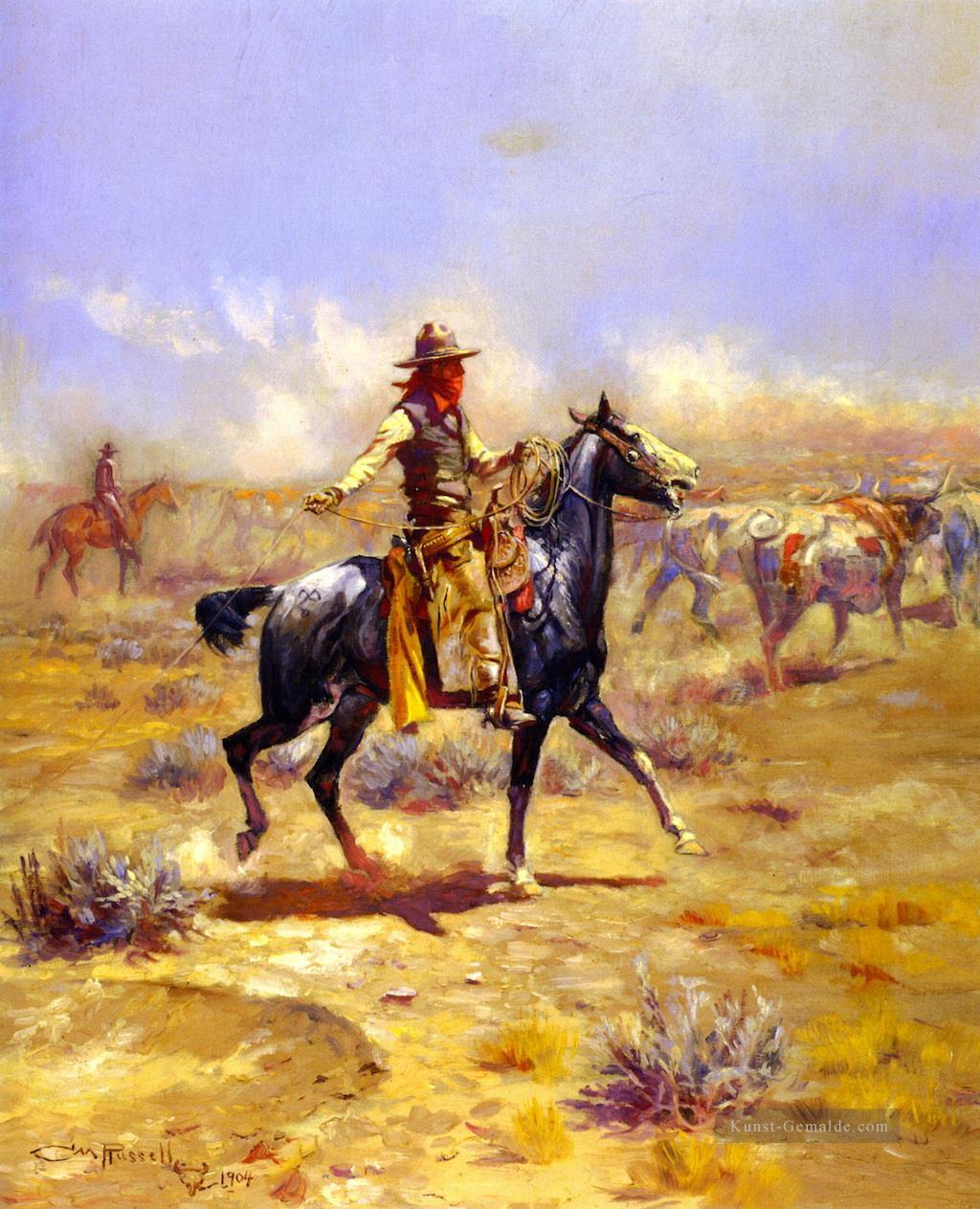 durch den Alkali 1904 Charles Marion Russell Indiana Cowboy Ölgemälde